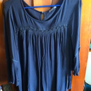 Navy blue 3/4 bell sleeve blouse
